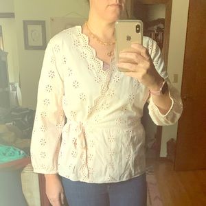 Madewell eyelet wrap top